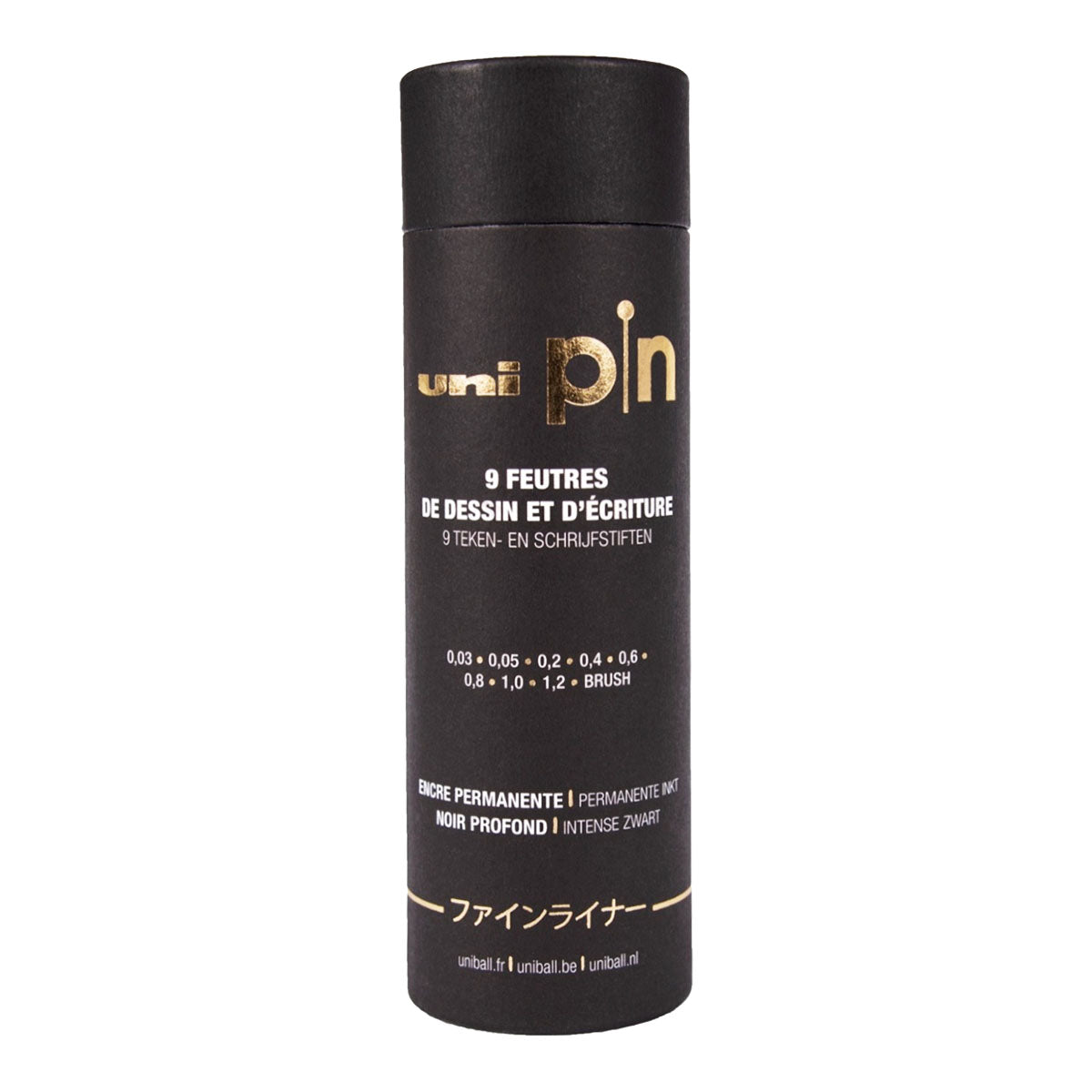 Uni Pin Fine Line Pens The Tube 9 Set, Black