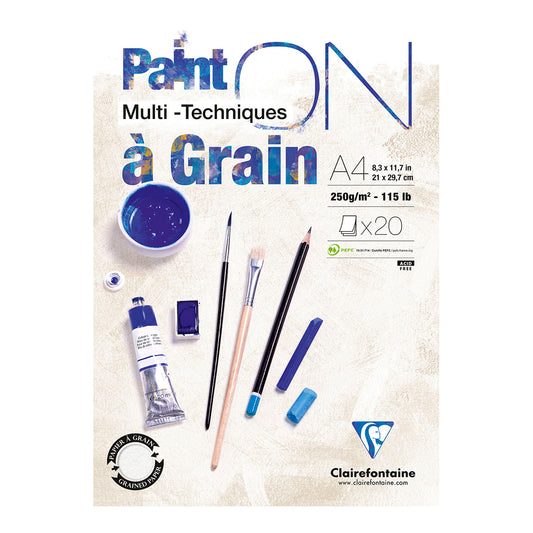 Clairefontaine Paint-ON Multi-Techniques A Grain Pad A4 250g 20 sheets