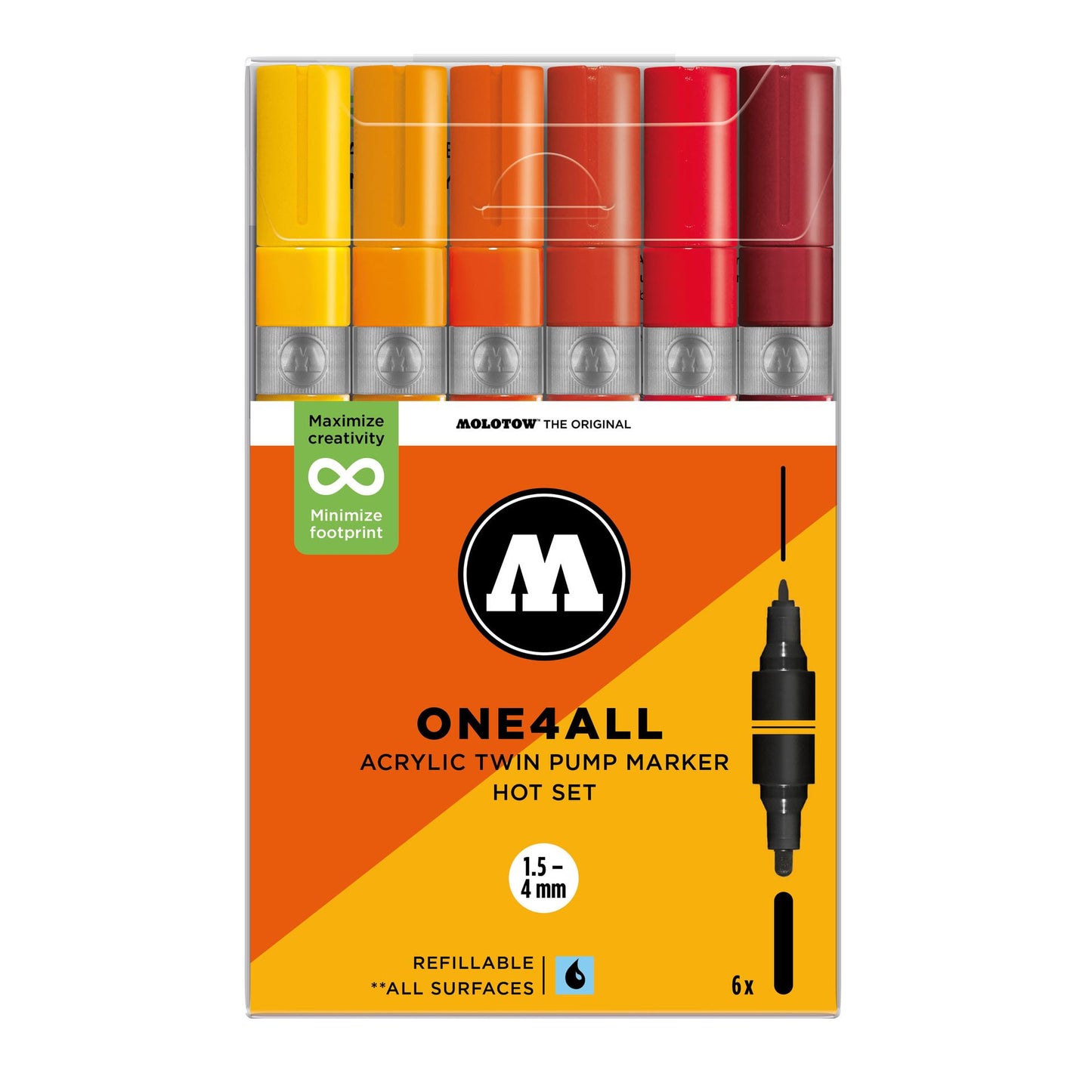 Molotow ONE4ALL Twin Marker 6set Hot