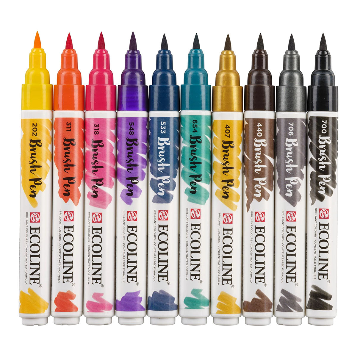 Talens Ecoline Brush Pen 10 set, Dark Colors