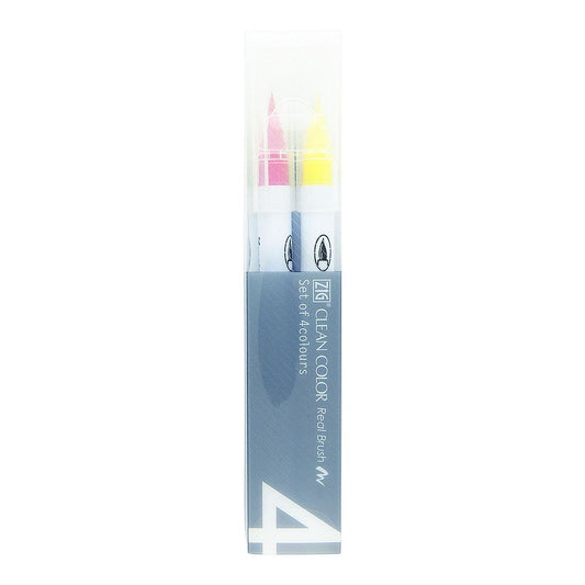 ZIG Kuretake Clean Color Real Brush Pen 4 Set, Pop Colours