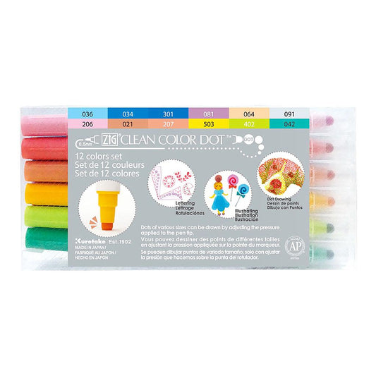 Zig Kuretake Clean Color DOT Pen 12 Set