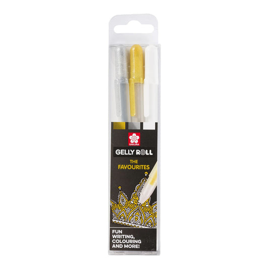 Sakura Gelly Roll 0.5 mm 3 set Gold, Silver, White Colors