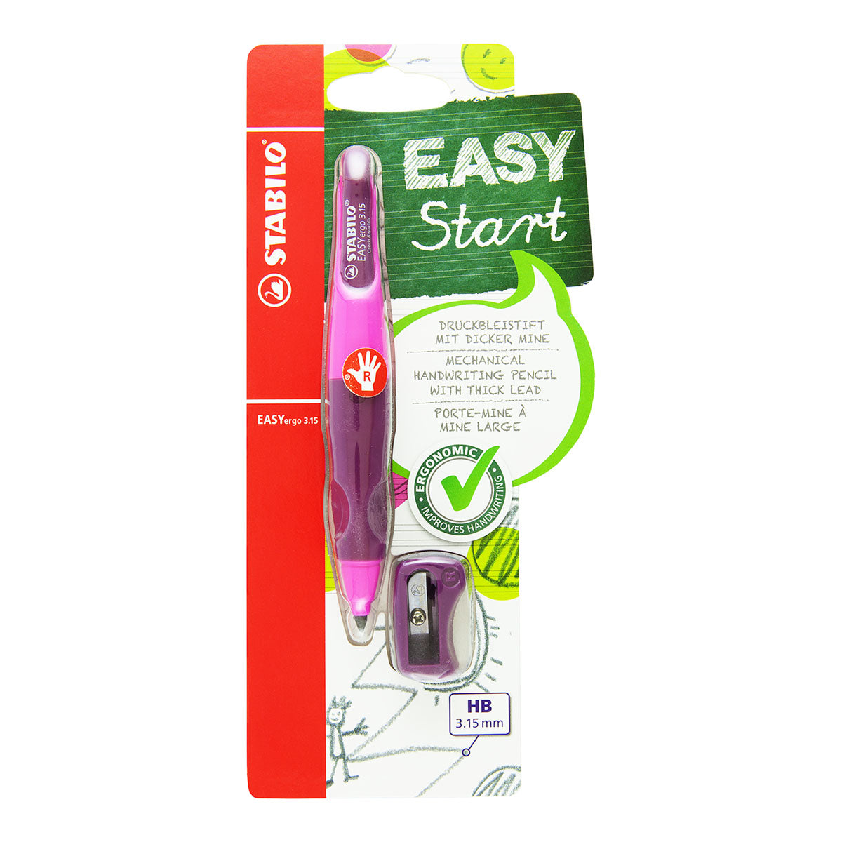 Stabilo EASYergo 3.15 Mechanical Pencil Pink, Right Handed