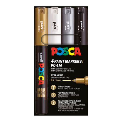 Uni Posca Markers PC-1M, 4 set Metallic