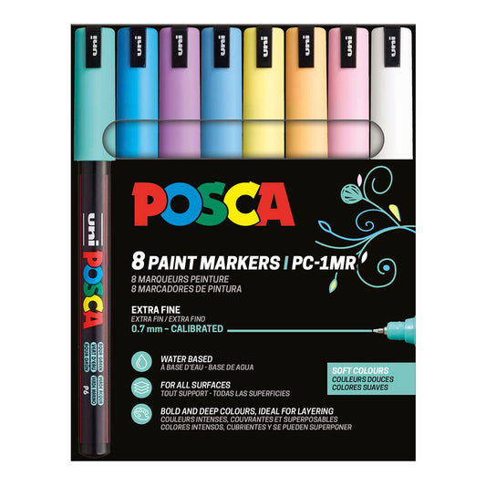 Uni Posca Markers PC-1MR, 8 set Soft Colors